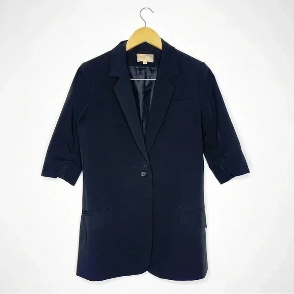 Elizabeth and James Bloomingdale’s Black Elbow Sleeve Blazer Jacket Size 6 - Picture 2 of 8